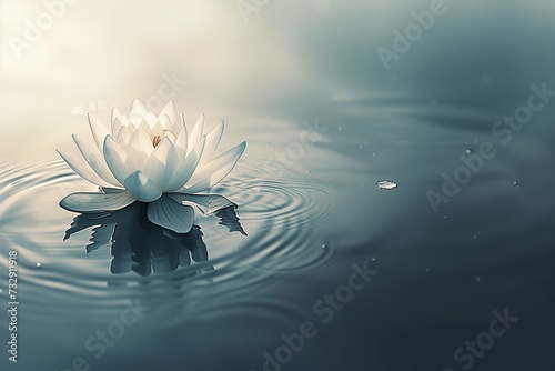 Lotus Flower Floating on Calm Waters