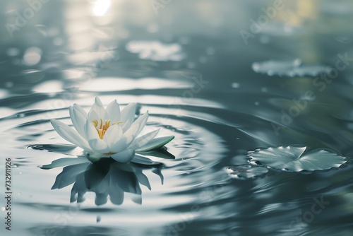 Lotus Flower Floating on Calm Waters © Rudsaphon