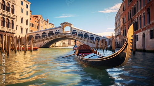 A gondola gliding through the serene canals of Venice, 