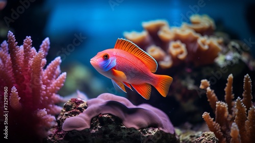 Small colorful fish swimming around beautiful corals under the sea © Elchin Abilov