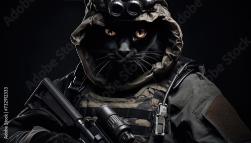 military cat unit with full tactical equipment photo