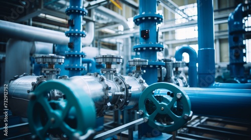 Industrial pipes and valves in a petrochemical plant
