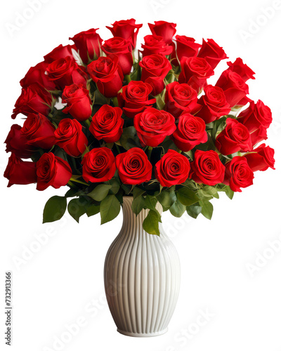 Red roses are the quintessential Valentine's Day flower, on white back ground.