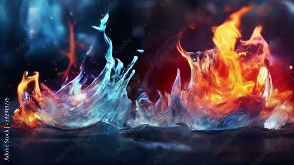 ice and fire abstrack background