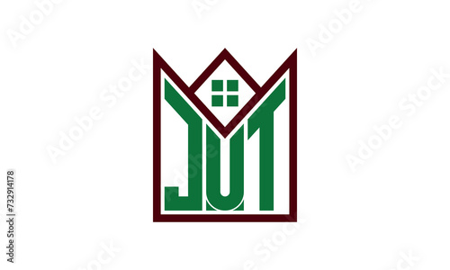 JUT initial letter real estate builders logo design vector. construction ,housing, home marker, property, building, apartment, flat, compartment, business, corporate, house rent, rental, commercial