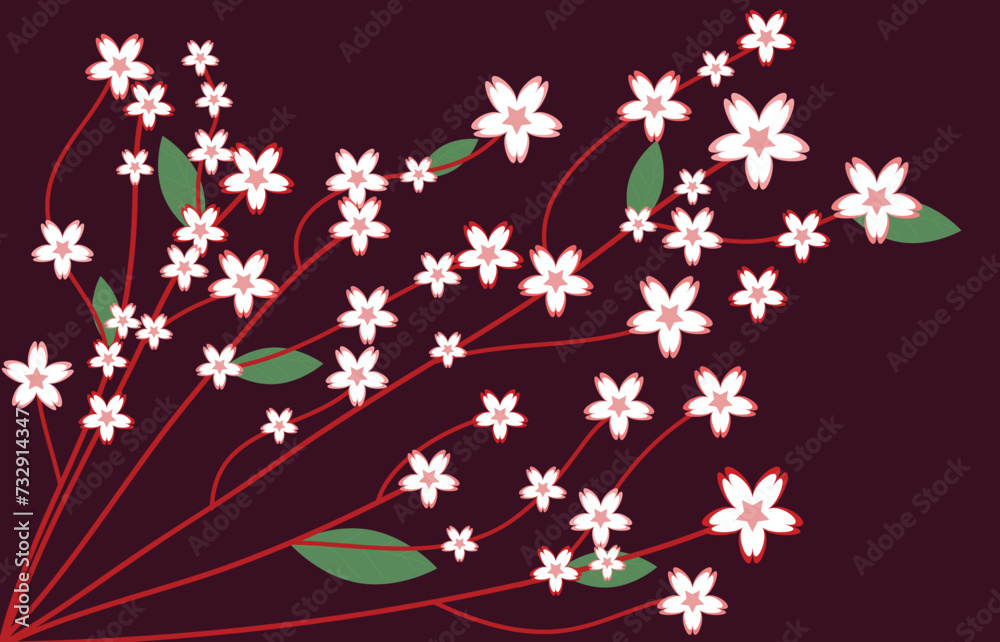 red background with white flowers,vector, template, background, illustration, design,card, poster, elements, red background with white flowers,vector, template, background, illustration, design,card, poster, elements,