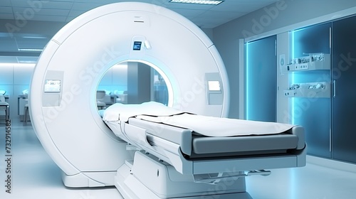Advanced mri or ct scan medical diagnosis machine at hospital lab as wide banner with copy space area 