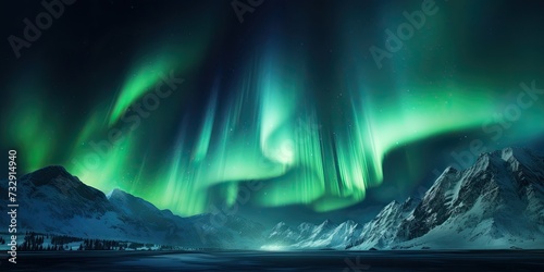 Beautiful aurora borealis over a solid plain black background high detail photograph © Dara
