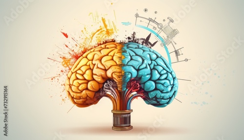 The concept of the human brain. The right creative hemisphere versus the left logical hemispher