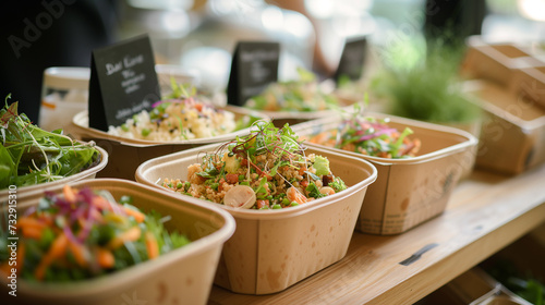 the vendor serving delicious meals in eco-friendly packaging