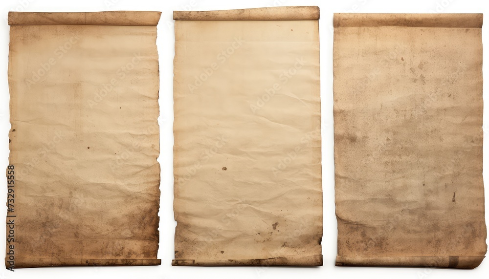 Old worn paper sheet ,on white background