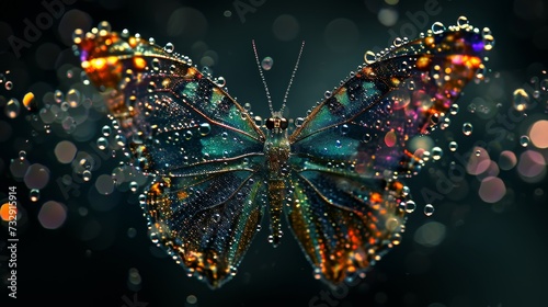 Abstract butterfly crafted from water drops, a shimmering artwork of ephemeral beauty, Ai Generated. © Crazy Juke