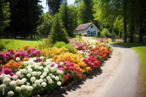Simple flower garden for the sunny area next to the road