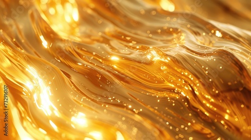 Opulent currents of abstract gold liquid flow in a lavish, mesmerizing dance, Ai Generated.