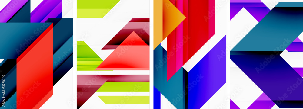 Bright colorful geometric abstract poster background set Bright colorful geometric abstract poster background set