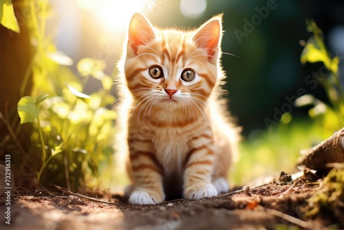 Wallpaper Mural Cute kitten sitting outdoors staring at camera Torontodigital.ca