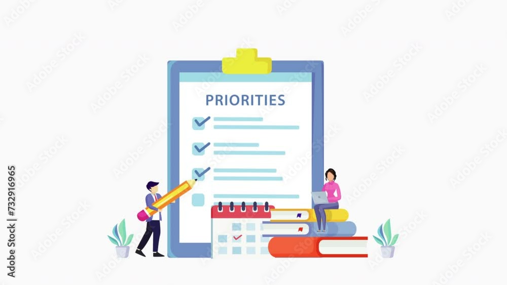 Priorities video animation 4k clip. Work planning and management to boost your efficiency.