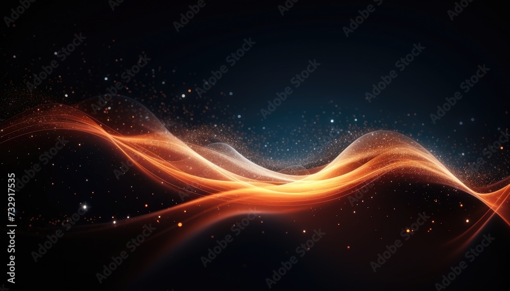 Obraz premium Wave of particles and lines. Big data visualization