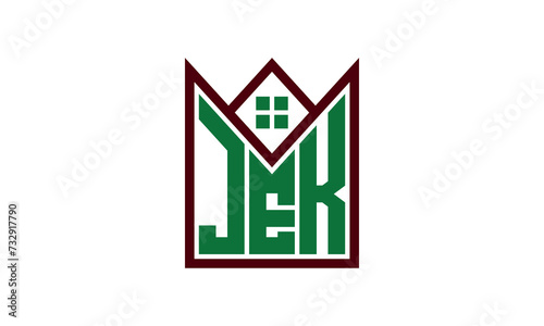 JEK initial letter real estate builders logo design vector. construction ,housing, home marker, property, building, apartment, flat, compartment, business, corporate, house rent, rental, commercial