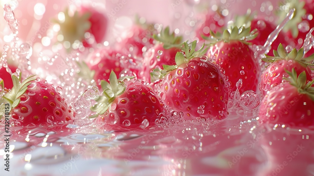 Strawberry with juice splash, Juicy ripe strawberries, ripe strawberries. Splash of strawberry Strawberry jam, cocktail, juice. Juicy strawberries in water splash Water drops. Strawberry with juice splash, Juicy ripe strawberries, ripe strawberries. Splash of strawberry Strawberry jam, cocktail, juice. Juicy strawberries in water splash Water drops.