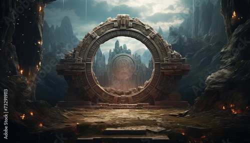 fantasy temporary majestic stone portal to another world
