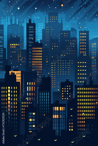 Skyline night clip art.