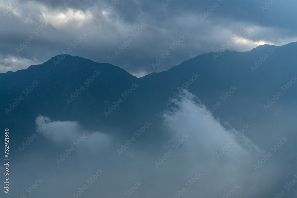 Clouds and fog over the mountain, Fansipan, Sapa, Northern Vietnam