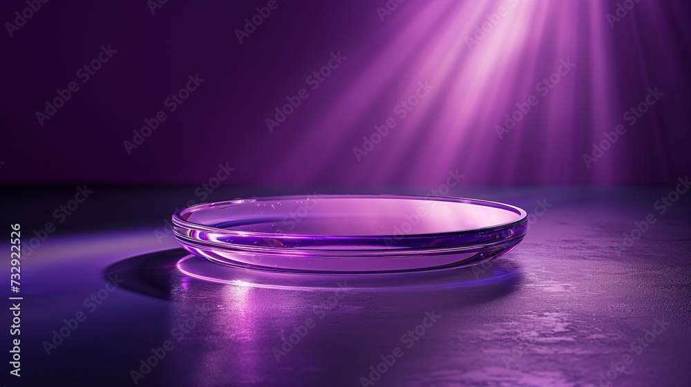 Dark background with purple clear glass base. Suitable for product display The set was enhanced with spotlights and studio lights. with realistic shadows and Helps add depth and realism. Dark background with purple clear glass base. Suitable for product display The set was enhanced with spotlights and studio lights. with realistic shadows and Helps add depth and realism.