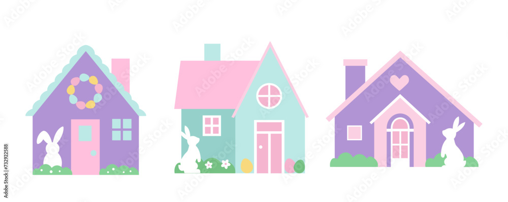 Easter house and a cute little bunny vector. Easter house and a cute little bunny vector.