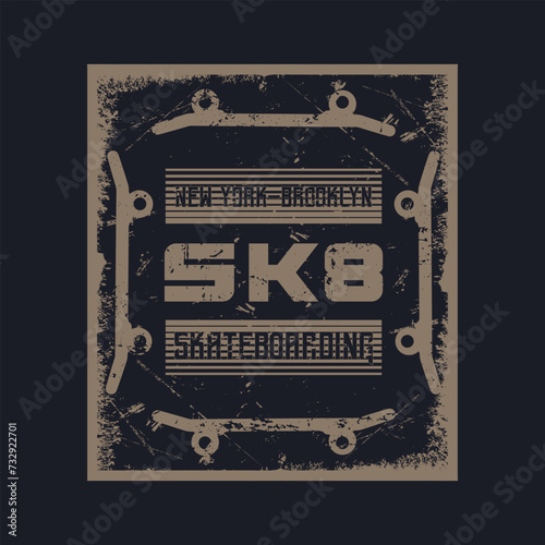 Skateboard illustration typography for t shirt, poster, logo, sticker, or apparel merchandise