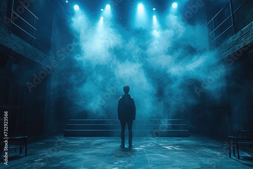 Solo Artist Amidst Stage Smoke Under Bright Lights