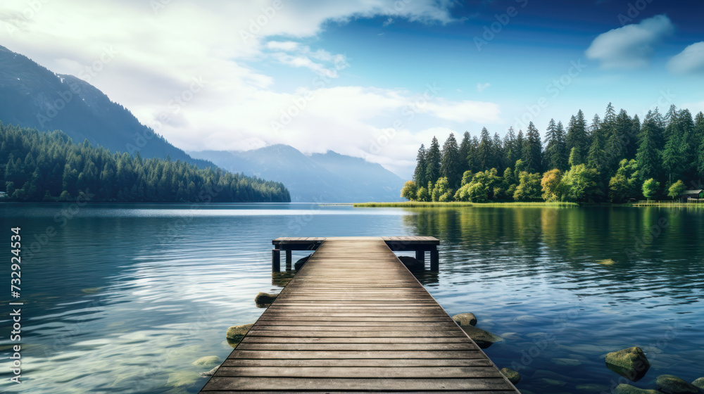 Tranquil Watercene: A Relaxing View of a Lake, River, or Ocean