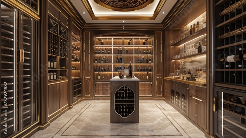 Traditional Wine Cellar with Wooden Wine Racks and Vintage Ambiance AI Generated photo