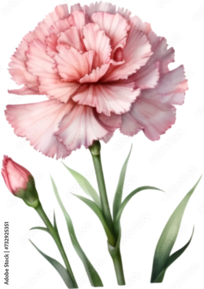 Watercolor painting of a Carnation flower.