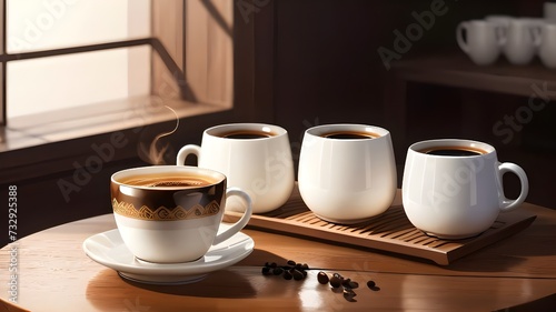 The image of Coffee Cups on table is created