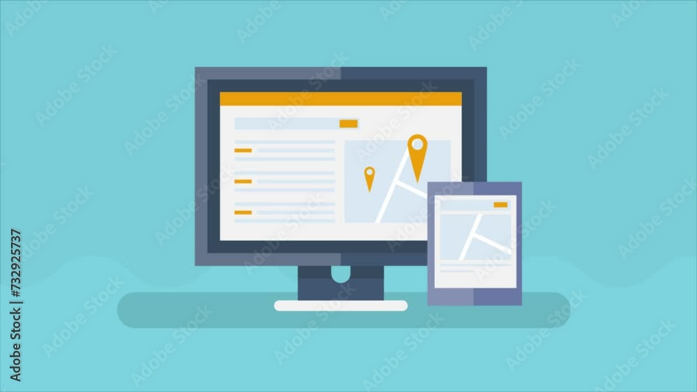 Business listing optimization, Business listing on search engine maps, Search engine local search result on computer and mobile, Mobile SEO, 4K animation video clip. Business listing optimization, Business listing on search engine maps, Search engine local search result on computer and mobile, Mobile SEO, 4K animation video clip.