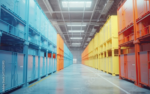 Interior of a modern warehouse storage.