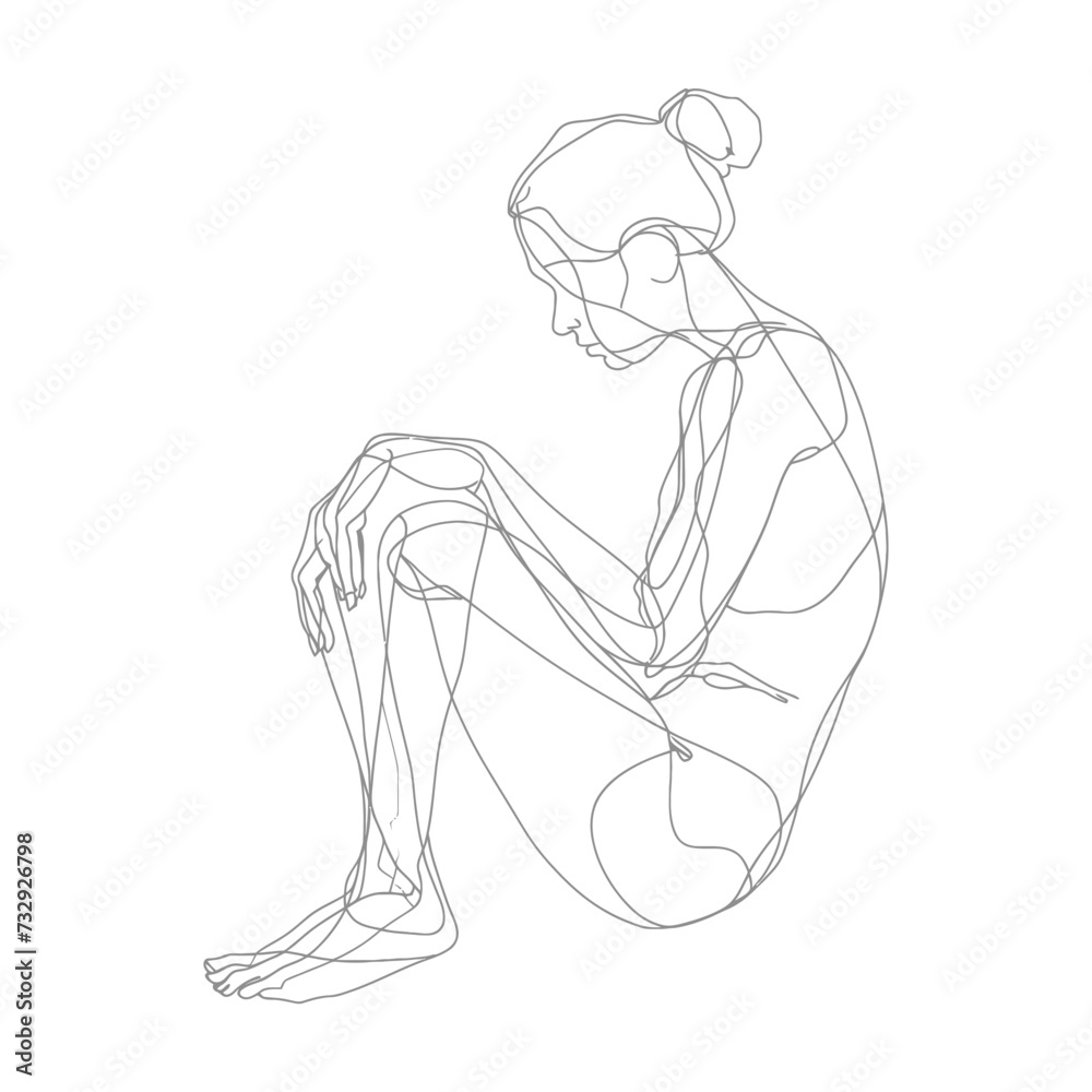 aesthetic woman with continuous line art style black color only aesthetic woman with continuous line art style black color only