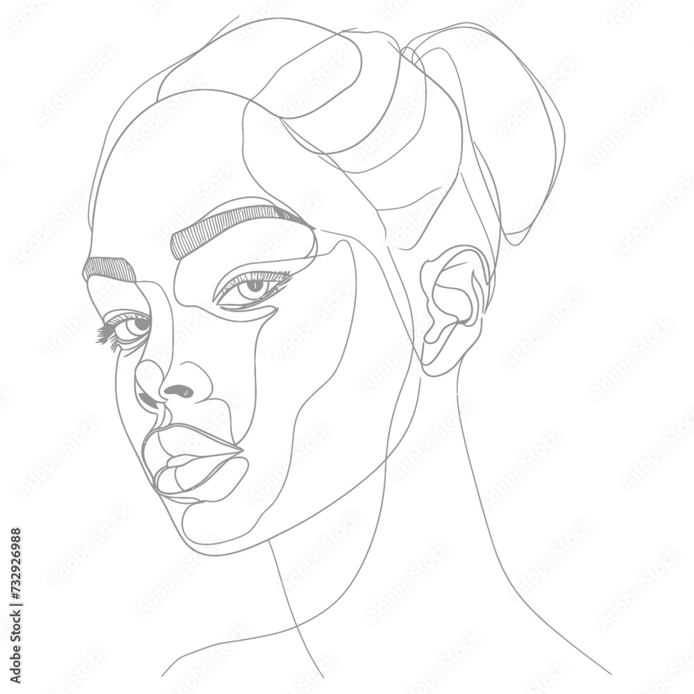 aesthetic woman with continuous line art style black color only aesthetic woman with continuous line art style black color only