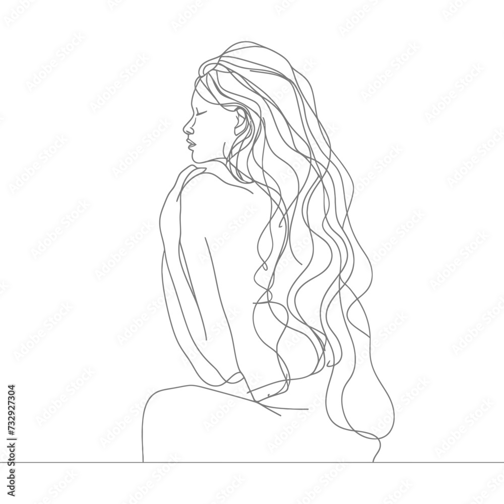 aesthetic woman with continuous line art style black color only aesthetic woman with continuous line art style black color only