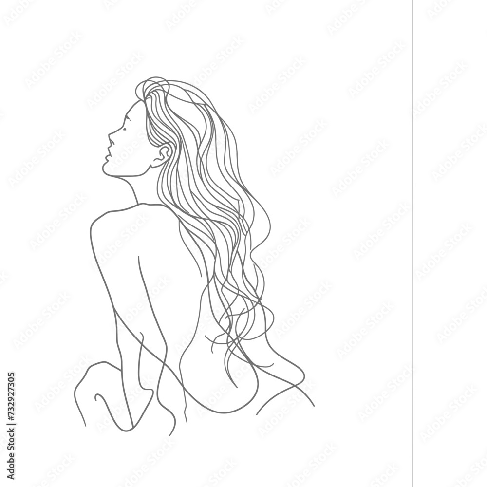 aesthetic woman with continuous line art style black color only aesthetic woman with continuous line art style black color only