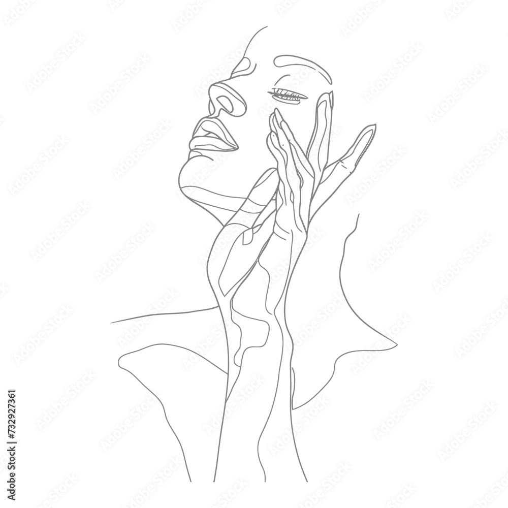 aesthetic woman with continuous line art style black color only aesthetic woman with continuous line art style black color only