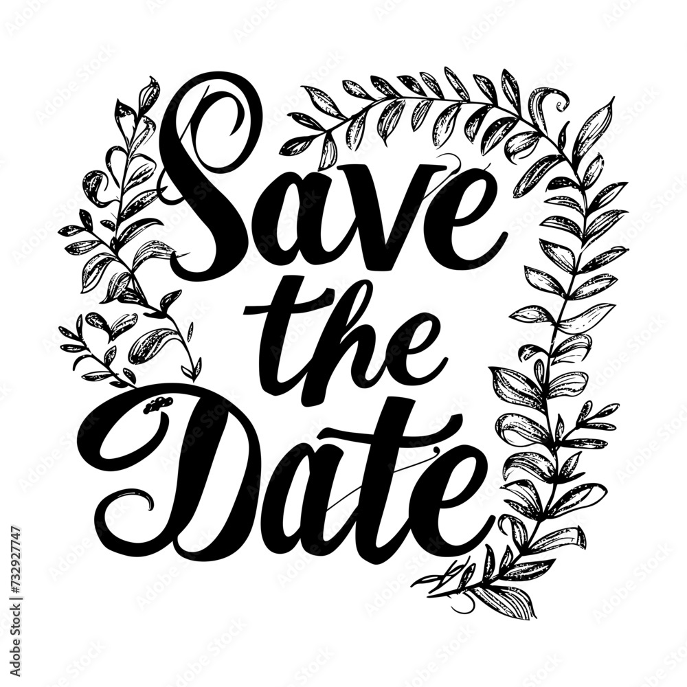 typography art save the date word for wedding invitation element typography art save the date word for wedding invitation element