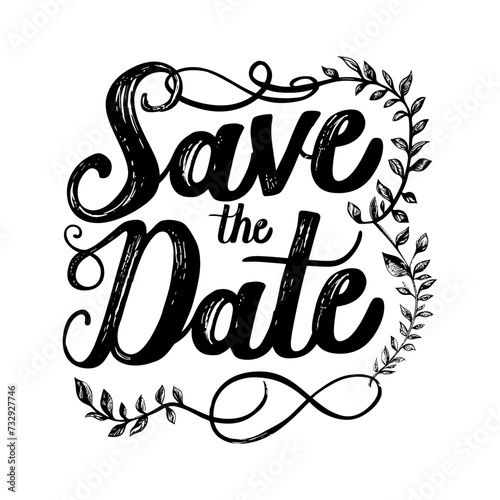 typography art save the date word for wedding invitation element