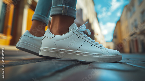 Close-up of white sneakers