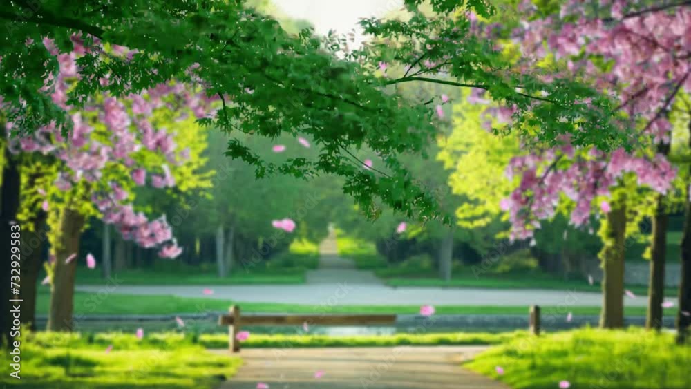 Spring flowers bloom. Cherry Blossom Blossoming Cherry Tree In Full Bloom On Blue Sky Background, Sakura Flower. Japanese Garden in Spring. Flowering of a Fruitful Plant. Fresh Blossoms Petals.