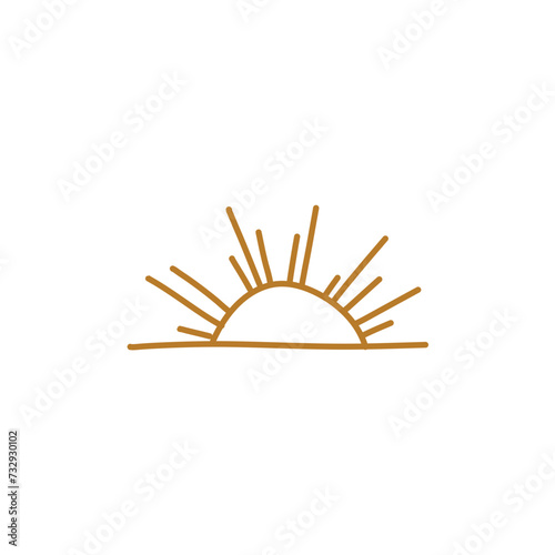 Hand drawn sun line design 