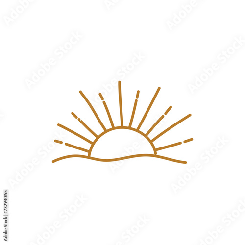 Hand drawn sun line design 