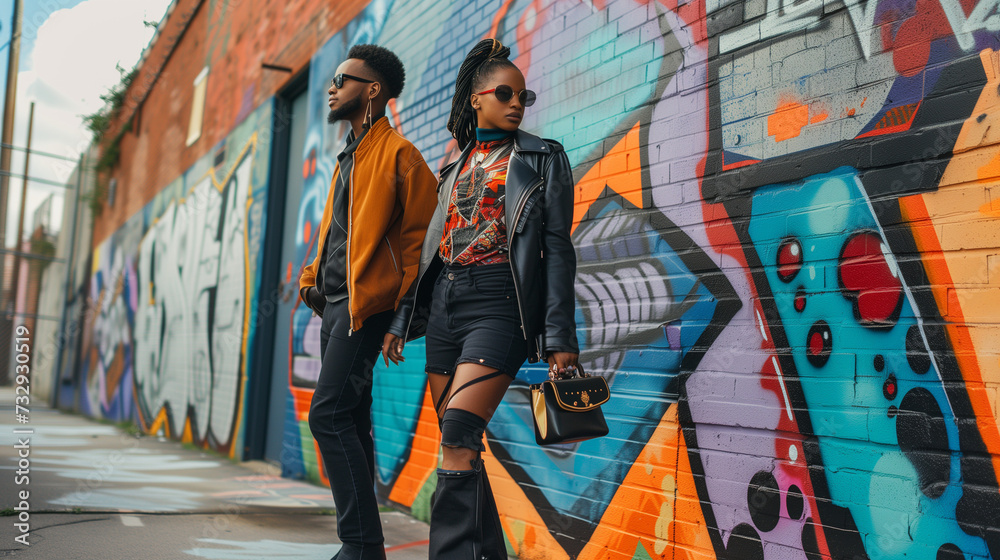 Model in an urban street style. Model in an urban street style.