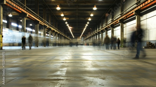  warehouse, motion blur, factory workers